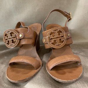 Tory Burch leather open toe wedge sandals